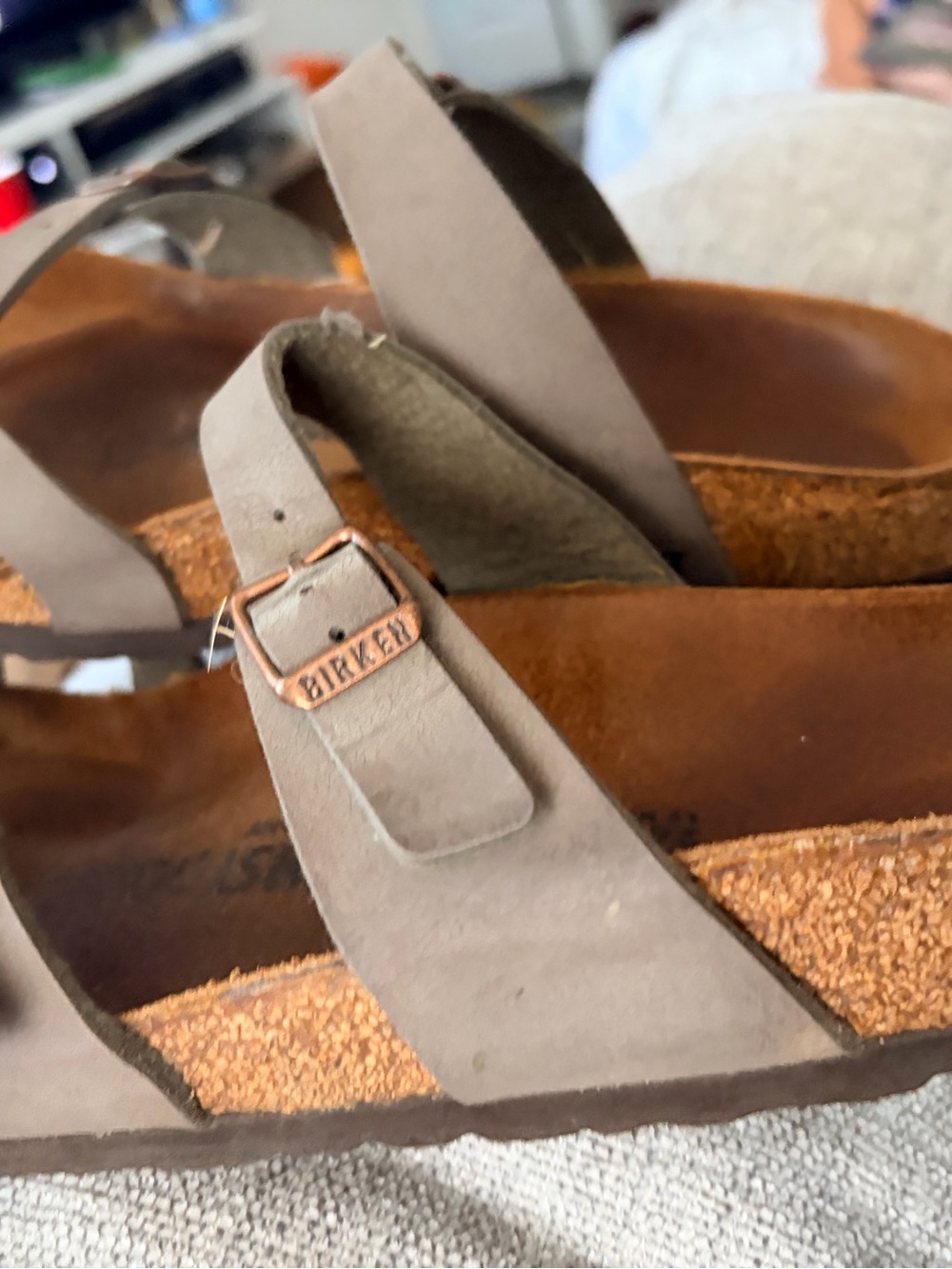 Brown Double Strap Cork Footbed Sandals - Picture 5 of 7